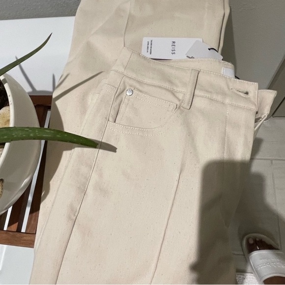 Reiss Cream Wide-Leg Trousers - Picture 4 of 7